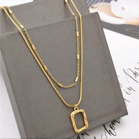 #45 Two Strand Gold Chain Necklace - Picture 1 of 7
